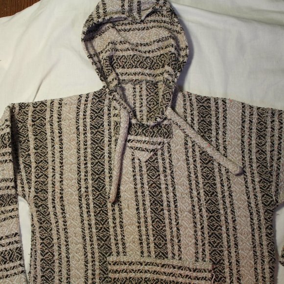 Baja knit hippie hoodie poncho - Picture 1 of 10